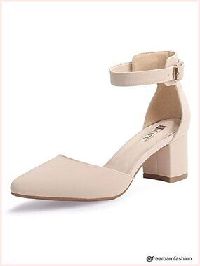 CHUNKY LOW BLOCK HEEL PUMPS ANKLE STRAP CLOSED TOE WEDDING DRESS SHOES